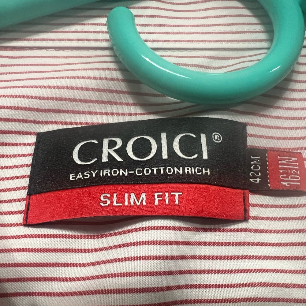 CROICI Red and White Striped Slim Fit Shirt